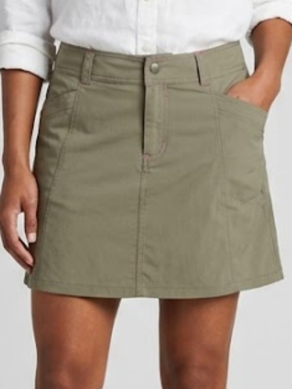 Women’s LL Bean Skort Runabout Hiking Stretch Skirt Taupe Size 8 Gorpcore